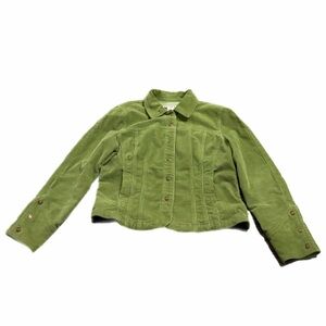 90s/Y2K Vintage Snap Button Corduroy Jacket Lightweight (Sage Green) Size M